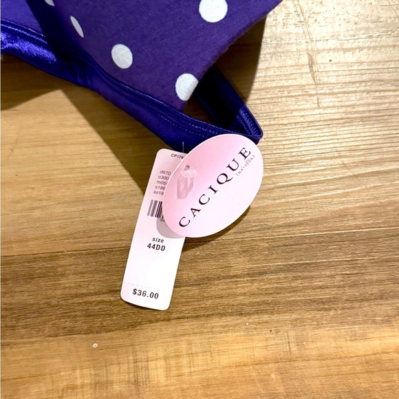 Cacique Bra Purple and White Polka Dots 44D New With Tags - Picture 5 of 5